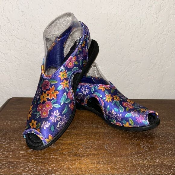 Vintage Keds Floral Print Sun Surf Slip On Sling Back Sandal Shoes - Picture 10 of 10